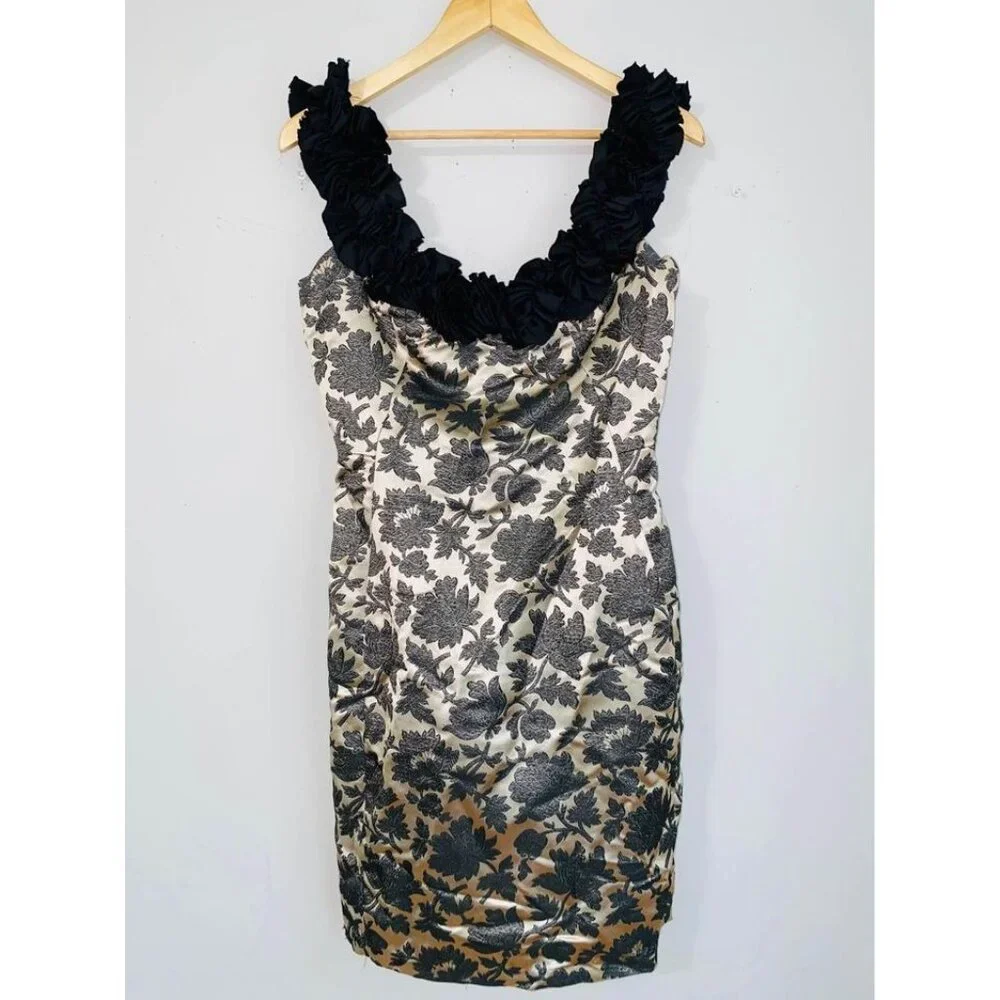 B3‎ Maggie LONDON gold rose dress party size 6 womens cruise trip prom formal